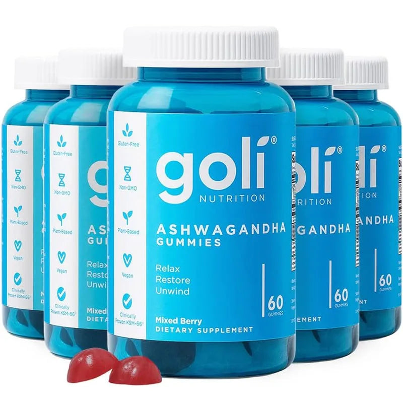 Goli Ashwagandha & Vitamin D Gummy - 60 Capsule - Mixed Berry, KSM-66, Vegan, Plant Based, Non-GMO, Gluten-Free & Gelatin Free