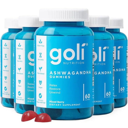 Goli Ashwagandha & Vitamin D Gummy - 60 Capsule - Mixed Berry, KSM-66, Vegan, Plant Based, Non-GMO, Gluten-Free & Gelatin Free