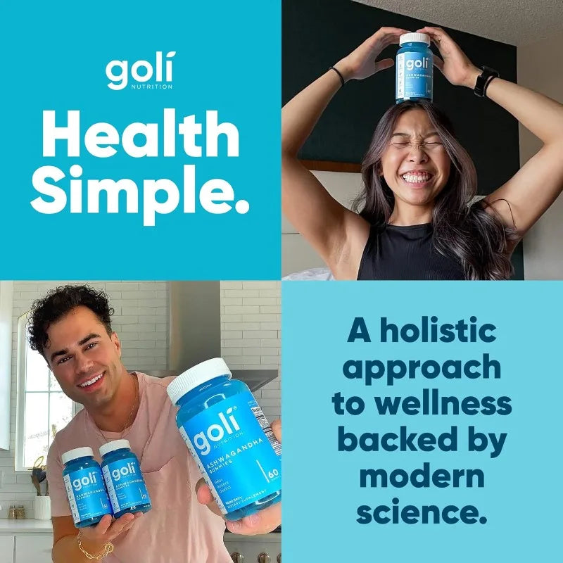 Goli Ashwagandha & Vitamin D Gummy - 60 Capsule - Mixed Berry, KSM-66, Vegan, Plant Based, Non-GMO, Gluten-Free & Gelatin Free