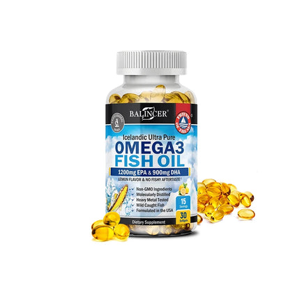 Omega-3 Fish Oil Supplement - with EPA & DHA - Supports Heart and Brain Health Omega 3 Fatty Acids 120 Capsules